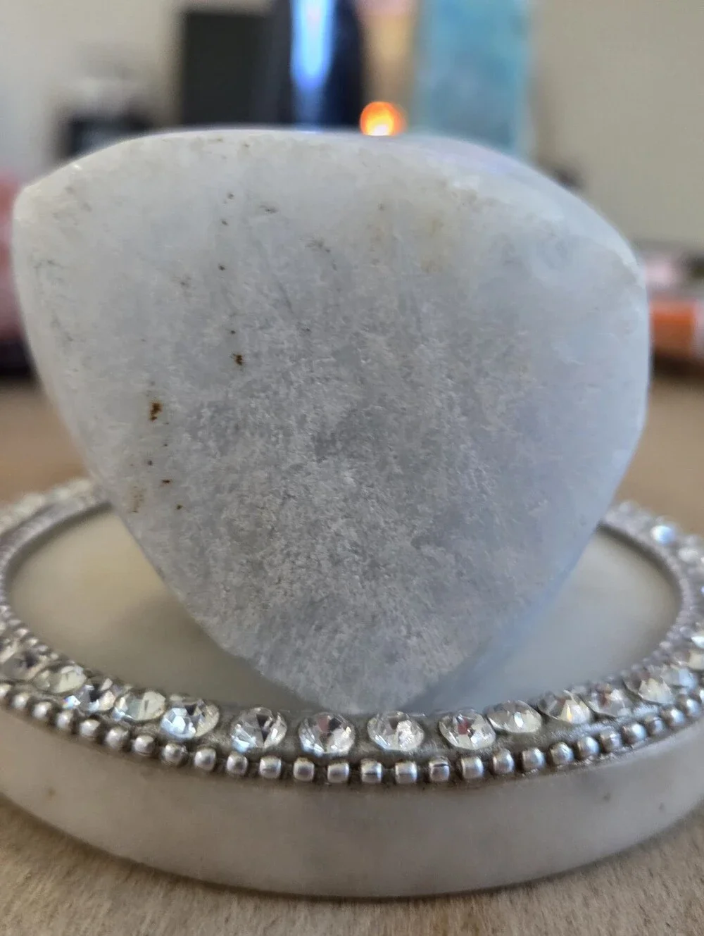Natural Blue Celestite Crystal Carved Torch Flame Tower New #3
